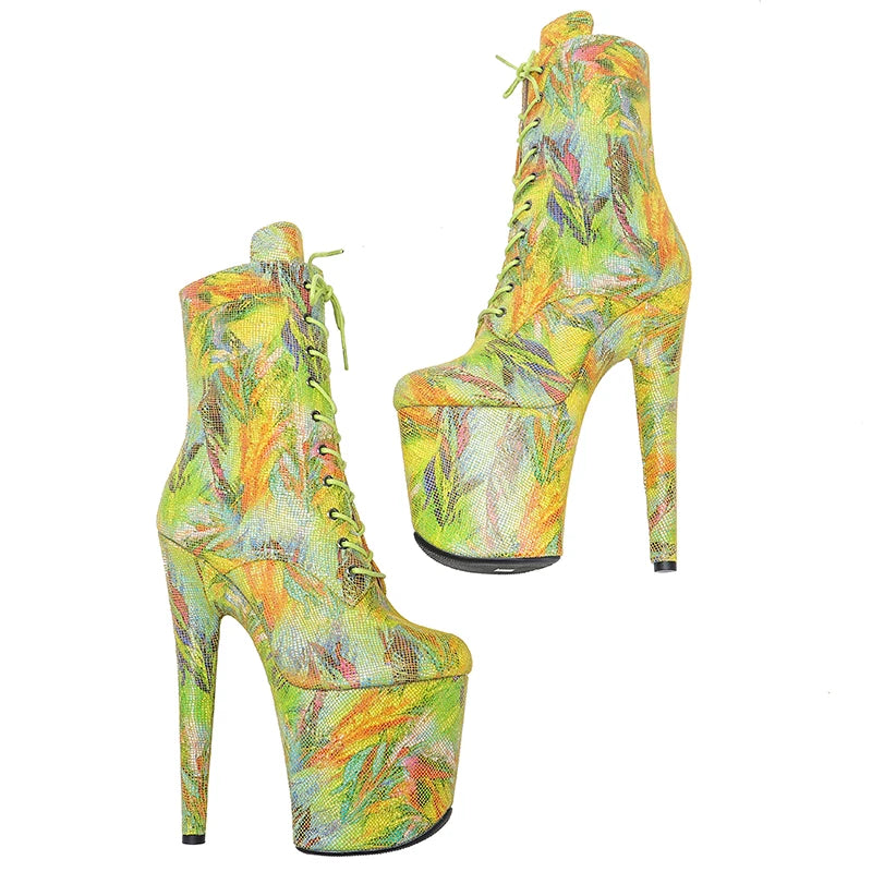 20CM/8Inch Genuine Leather Women's Platform disco party High Heels Pole Dance boot