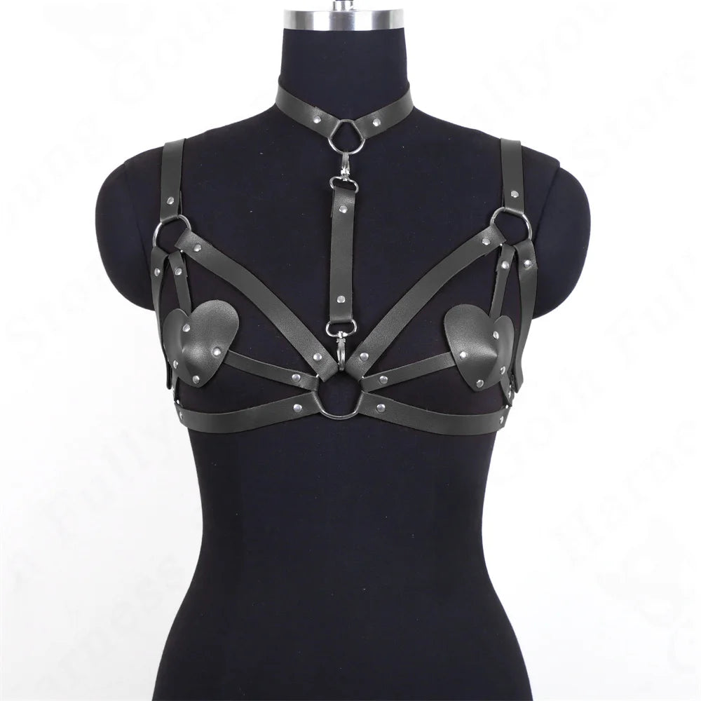 Leather Bra Women Body Harness Gothic Clothes Female Lingerie Belt Rave Festival Corset Punk Garter Accessories