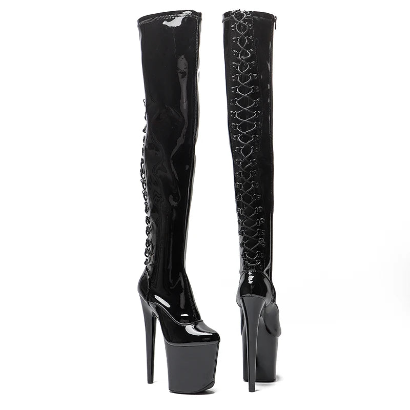 20cm/8inches Patent upper High Heel platform Pole Dancing boots