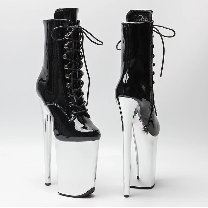 23CM/9inches Patent Upper Pole Dance Shoes High Heels Platform Ankle Boot Pole Dance Boot