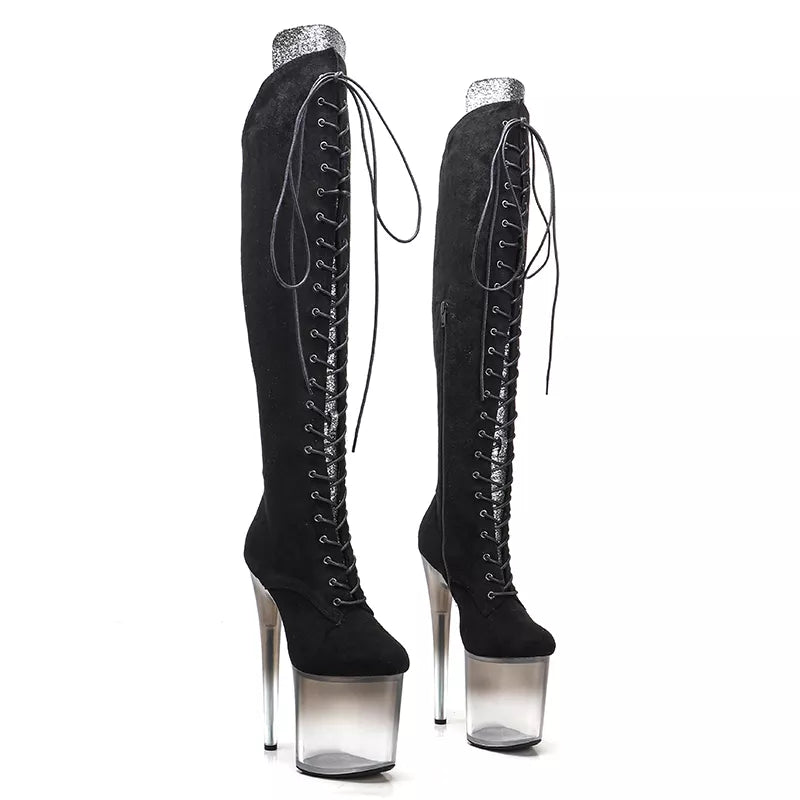 20CM/8inches suede Pole dance shoes High Heel platform Boots closed toe Pole Dance boot