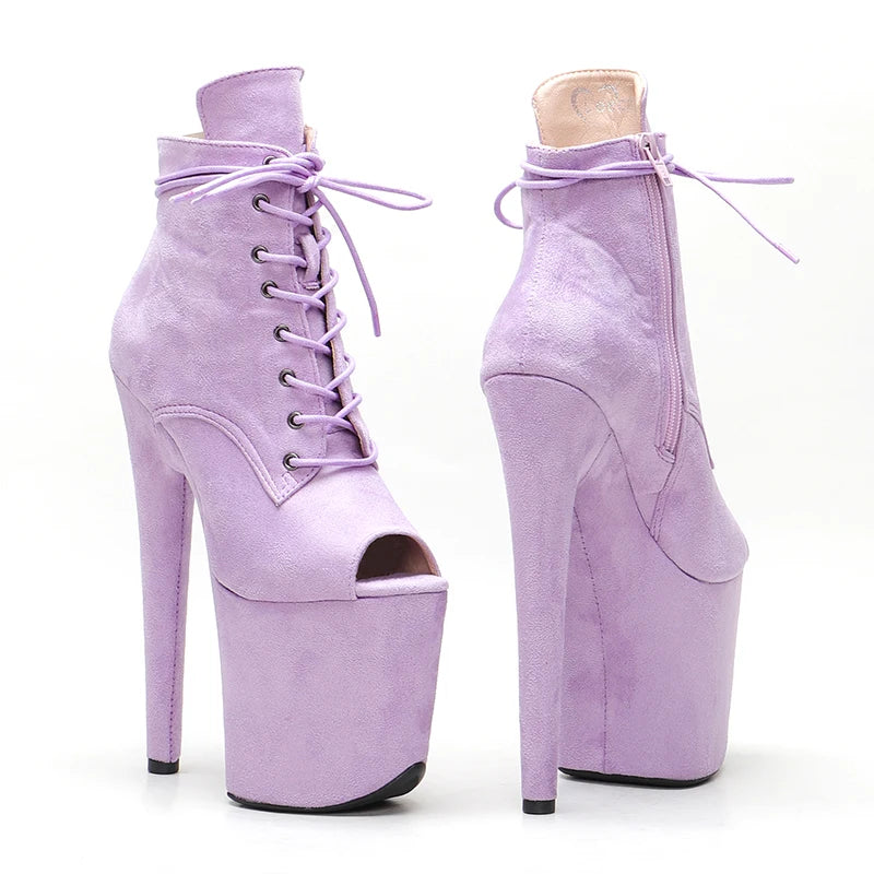 20CM/8Inch Suede open toe lace up boots High Heels platform Ankle Boots y Stripper Shoes Pole Dance boot 2B