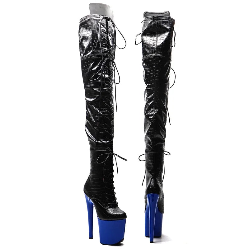 20CM/8Inch PU Upper Zipper split boots Women New Design Three ways wear boots Extreme High Heel Detachable boots