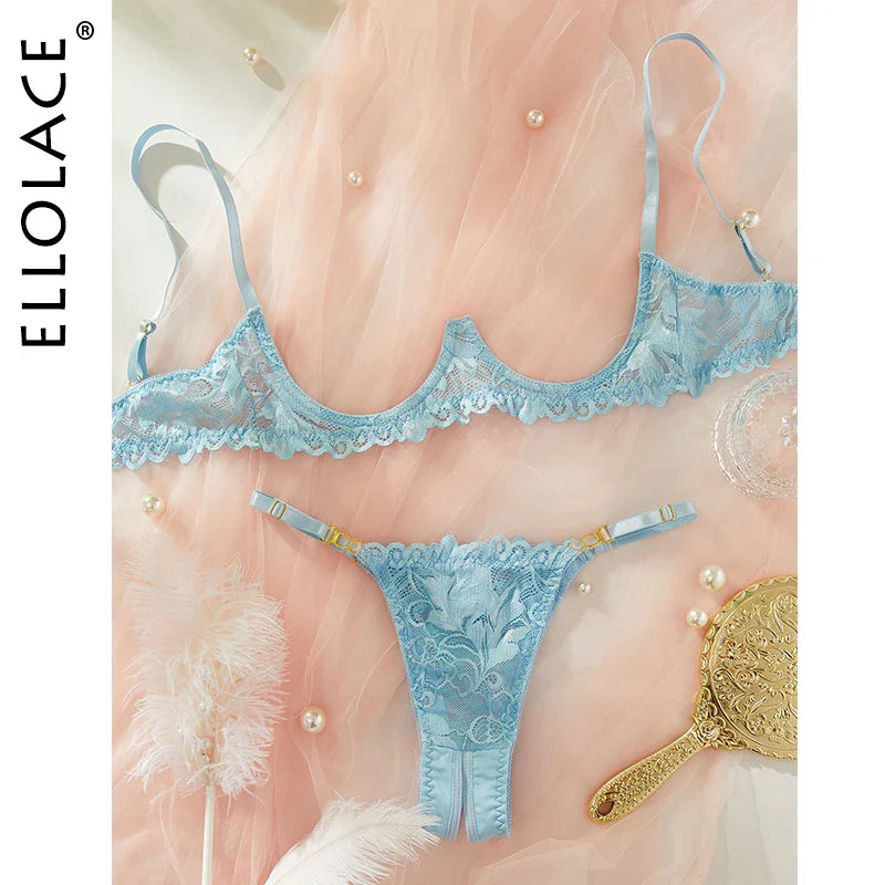 Ellolace Porn Sexy Lingerie Erotic Sex Shop Uncensored Peekaboo Bra Crotchless Sex Suit Open Crotch Sissy Costume Fantasy Outfit