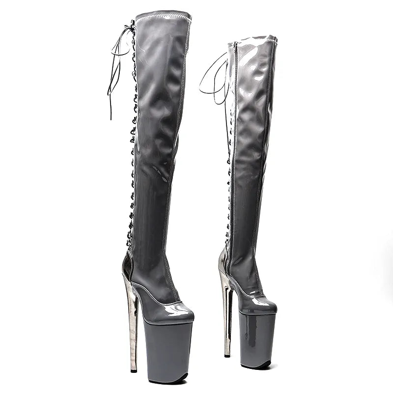 23CM/9inches Patent PU fashion lady High Heel platform Pole Dance boots