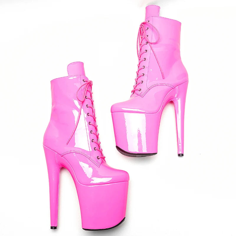 20CM/8inch Pink Patent PU upper Exotic fashion trends high heel platform Pole Dance boot