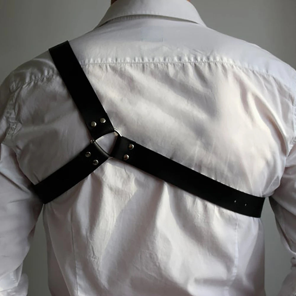 Handmade PU Leather Harness Men Gay Underwear Gothic Harajuku Punk Style Adjustable Body Chest Harness Belt
