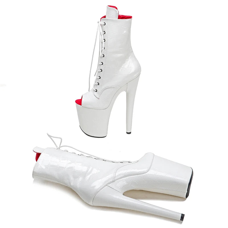 20CM/8inches Pole dancing shoes High Heel platform Boots Open toe Pole Dance boots