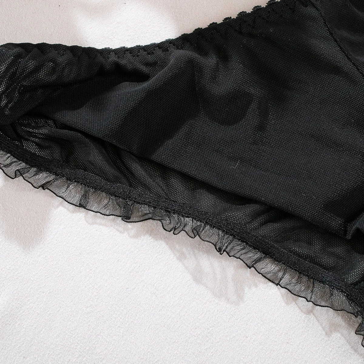 Ruffle Lingerie Set Women 2 Piece y Seamless Underwear Black Bilizna Set Push Up Outfit Solid Intimate Sets