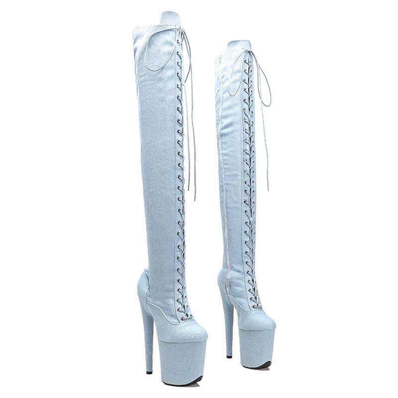 20CM/8inches Suede Upper Pole dancing shoes High Heel platform Boots closed toe Pole Dance boots