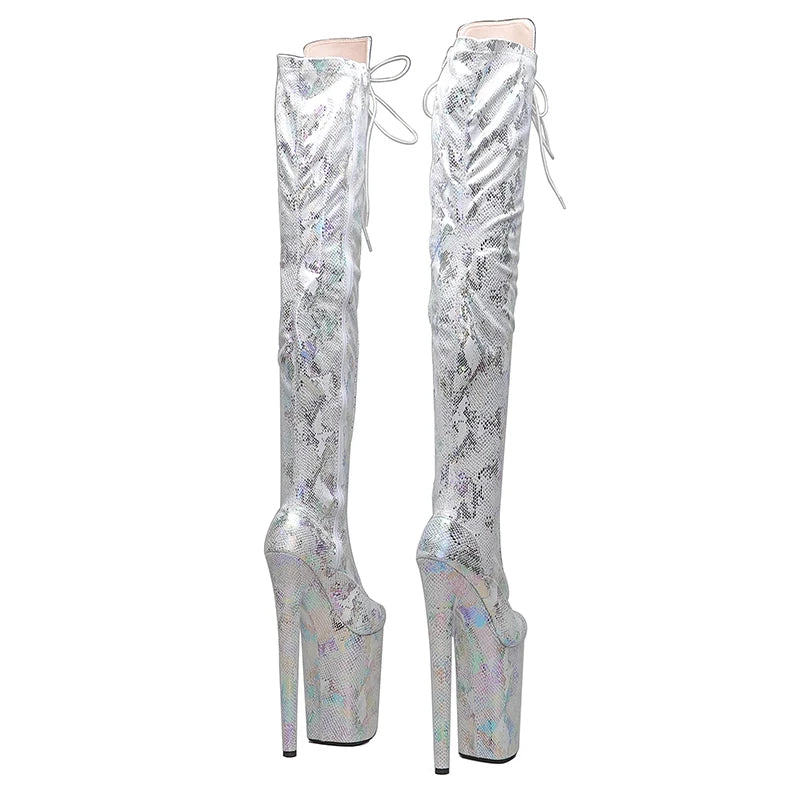 23CM/9inches Snake Upper fashion lady small High Heel platform Pole Dance boots