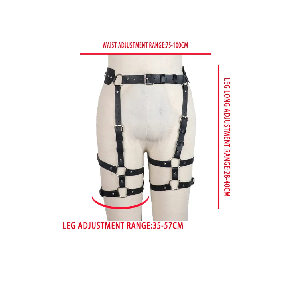 Full Body Harness Belt Set Lingerie Women Punk PU Leather Harness Bra Chest Straps Suspenders Garter Belts Summer