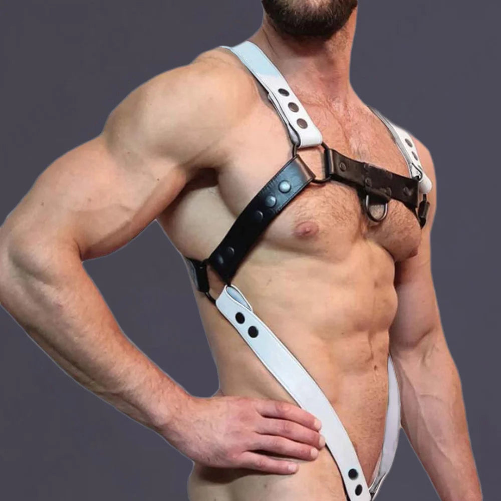 Male Leather Lingerie Chest Harness Sword Belt Adjustable Toy Rave Gay Clothing Full Body Harness Belt Strap