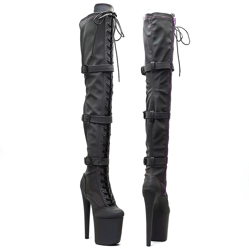 20CM/8Inch Reflective material PU Upper Platform disco party High Heels Shoes Pole Dance boot