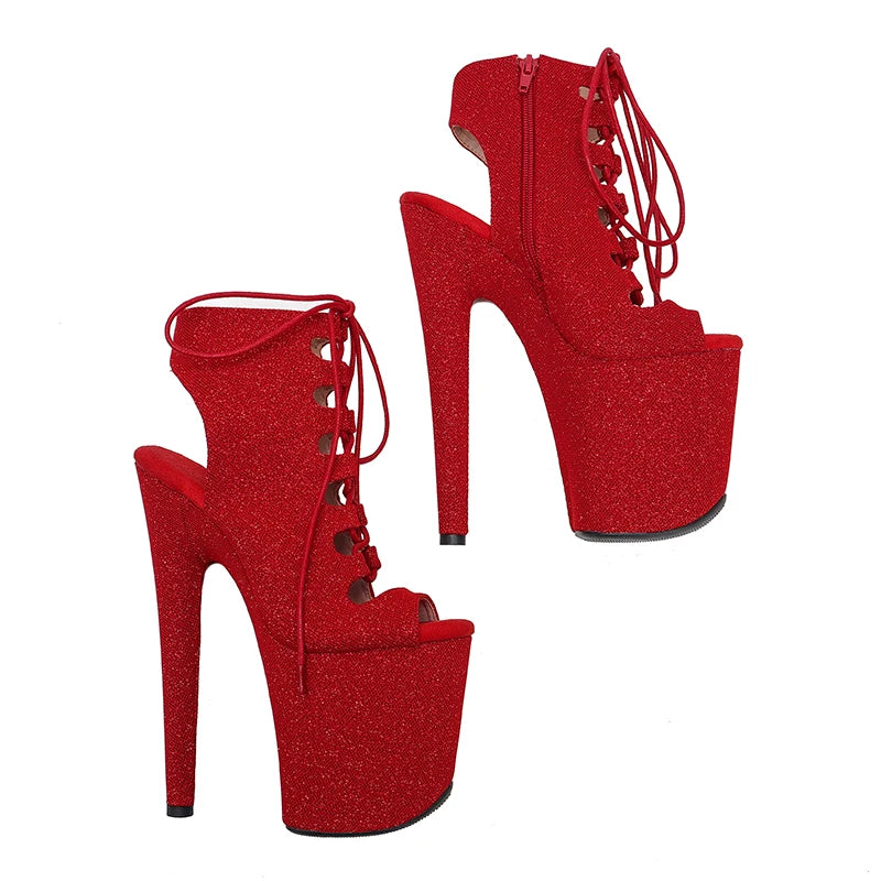 20CM/8inches glitter upper Pole dancing shoes High Heel platform Pole Dance boot