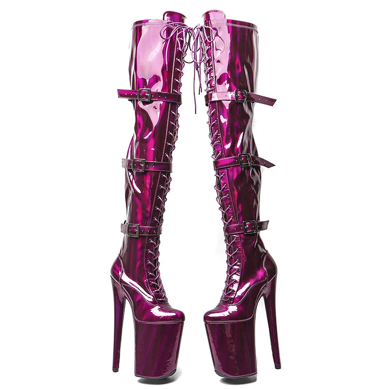 23CM/9inches Shiny material PU fashion lady High Heel platform Pole Dance boots