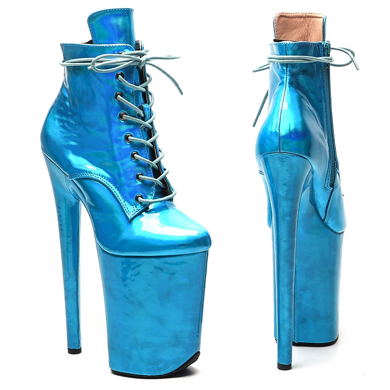 23CM/9inches Patent PU Upper Fashion High Heels Platform Ankle Boots Pole Dance Boot