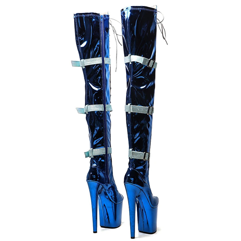 20CM/8inche Shiny PU upper Open toe Fashion trend High Heel platform Boots Pole Dance boots