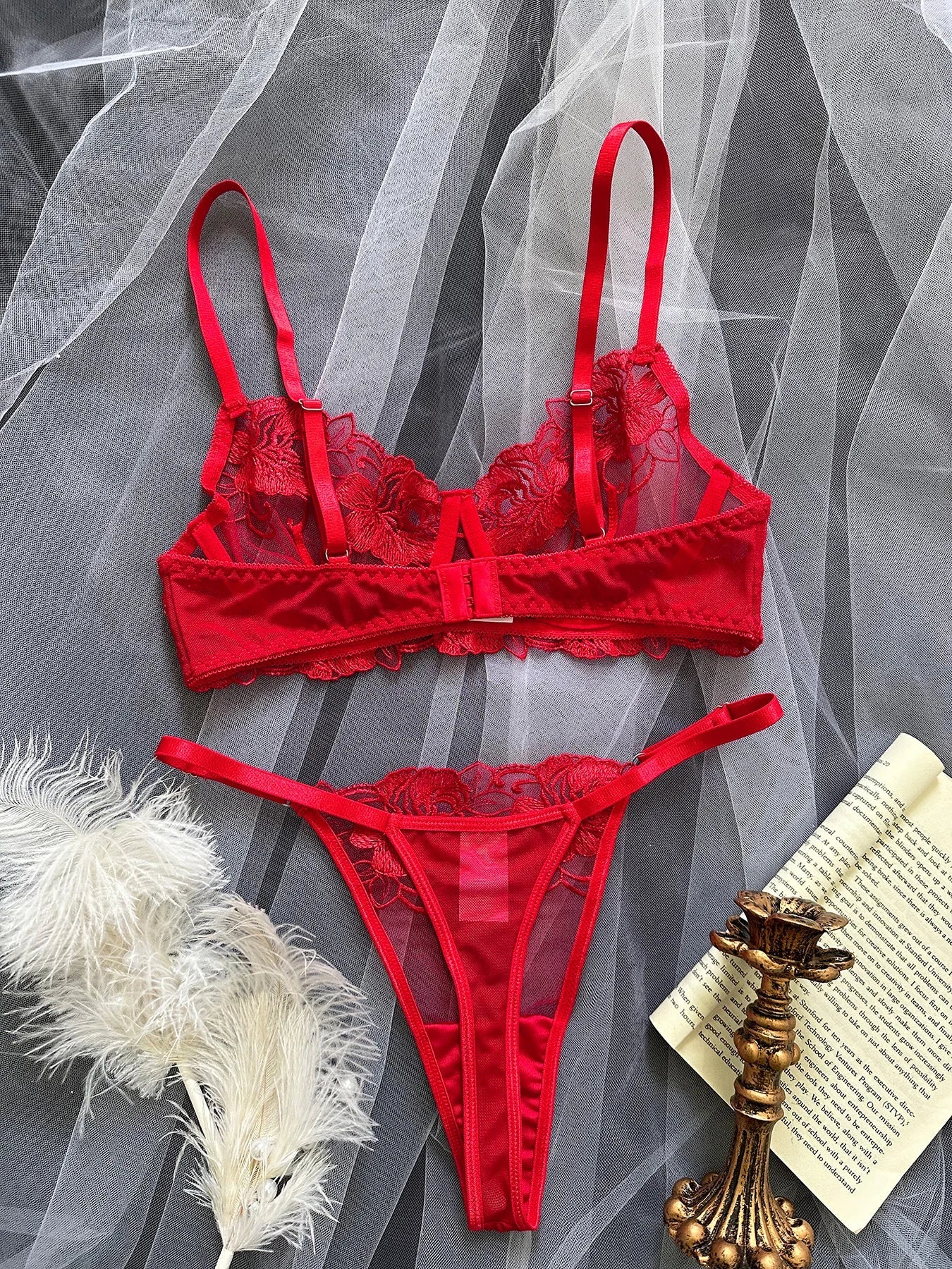 Ellolace Fancy Lingerie Floral Sheer Lace Erotic Sex Suit Fantasy Sexys Well-Looking Underwear Sensual Intimate Goods Exotic Set