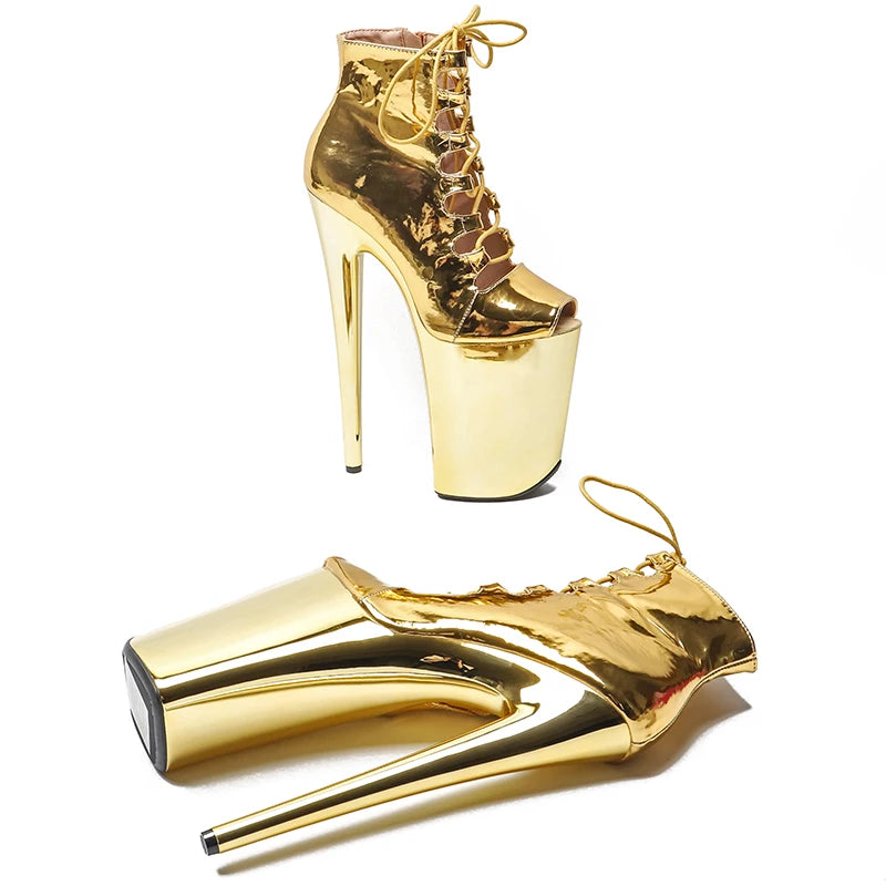 23CM/9inches shiny Patne PU small open toe electroplate platform Fashion trends dancing Pole Dance boots