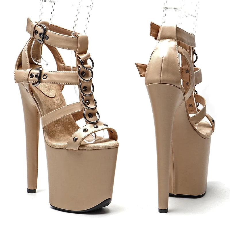 20cm/ 8inches matte PU sandals lady fashion party platform high heel sandals Nightclub Stage pole dance shoes