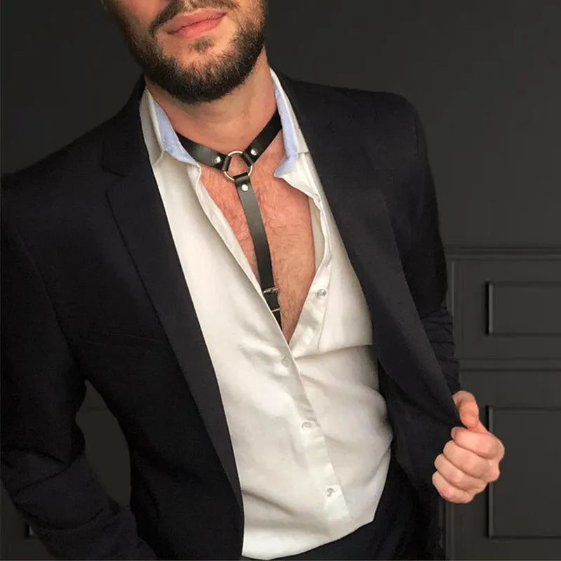 Men Faux Leather Suspenders Men's Suits Decor Temptation Bottoms Uniforms Party Hot Dance Halter Top Accessories