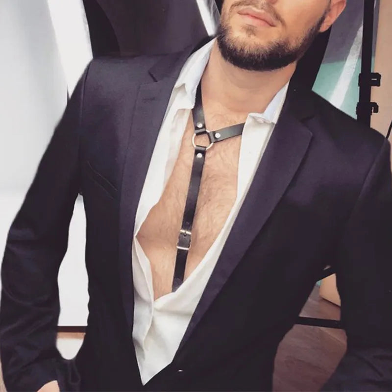 Men Faux Leather Suspenders Men's Suits Decor Temptation Bottoms Uniforms Party Hot Dance Halter Top Accessories