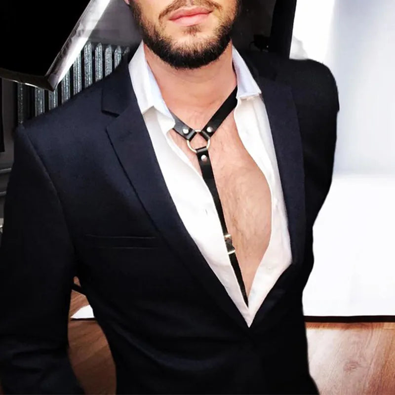 Men Faux Leather Suspenders Men's Suits Decor Temptation Bottoms Uniforms Party Hot Dance Halter Top Accessories
