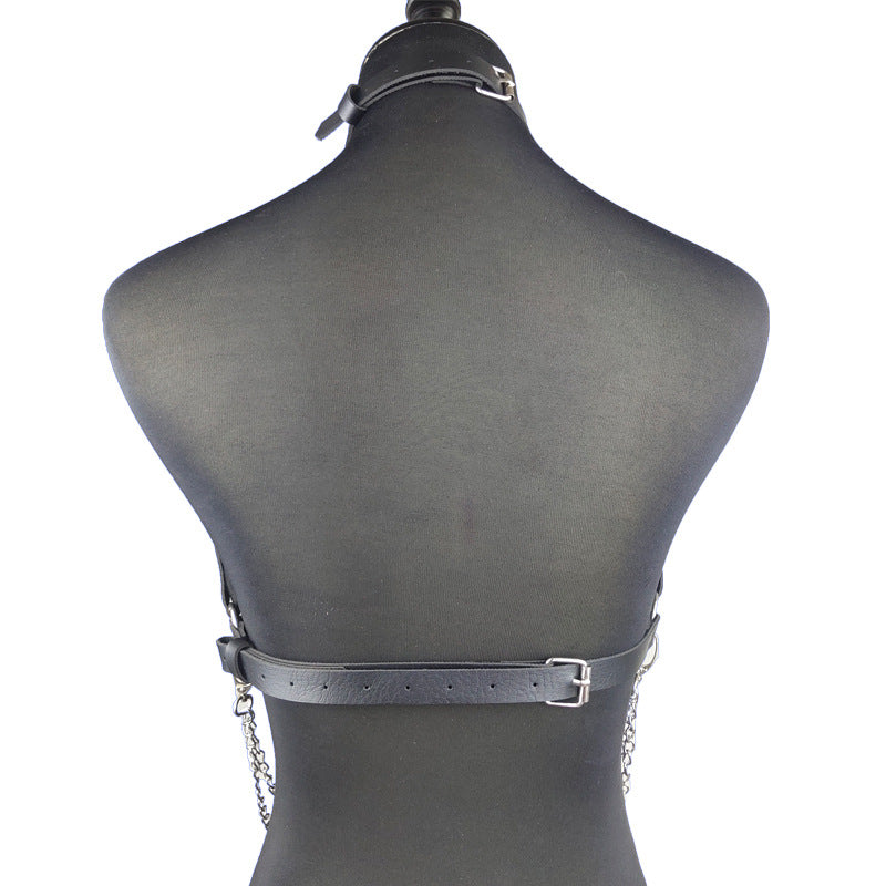 Creative Black Leather Binding Belt Jacket
