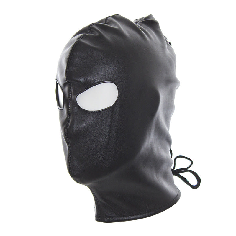 Black Pu Eye-exposed Rope Hood Bar Ball Party Performance Mask