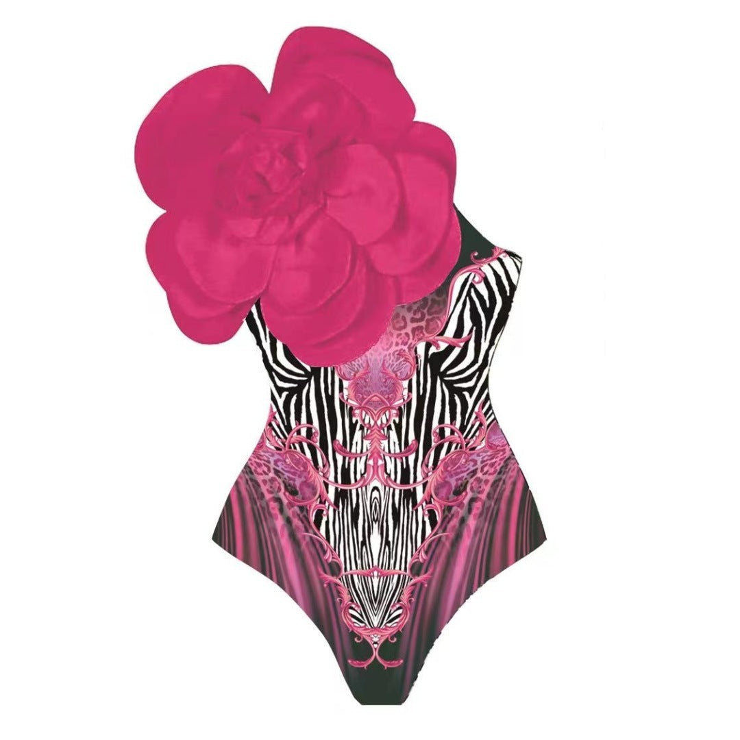 One-piece Swimsuit Flower Set Women