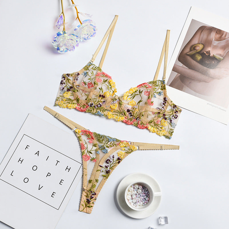 Ensemble deux pièces de lingerie sexy à lacets et coutures en dentelle