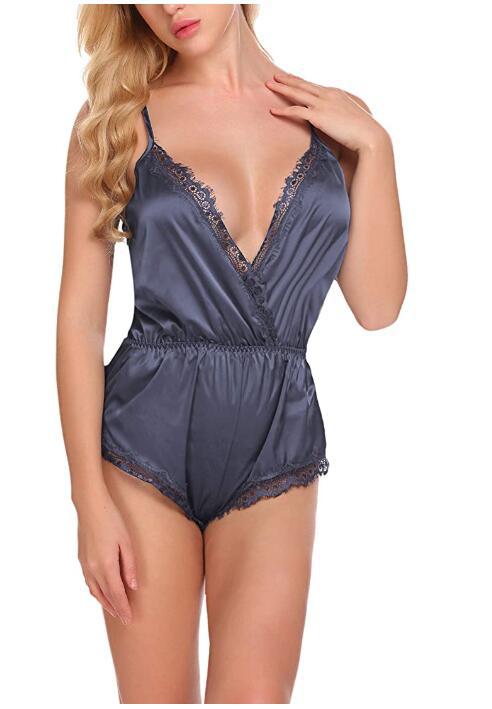 Lingerie une pièce en dentelle pour femmes, écharpe à nouer