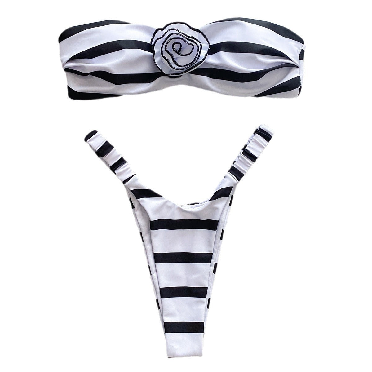 European And American Bikini Three-dimensional Flower Tube Top Sexy Swimsuit