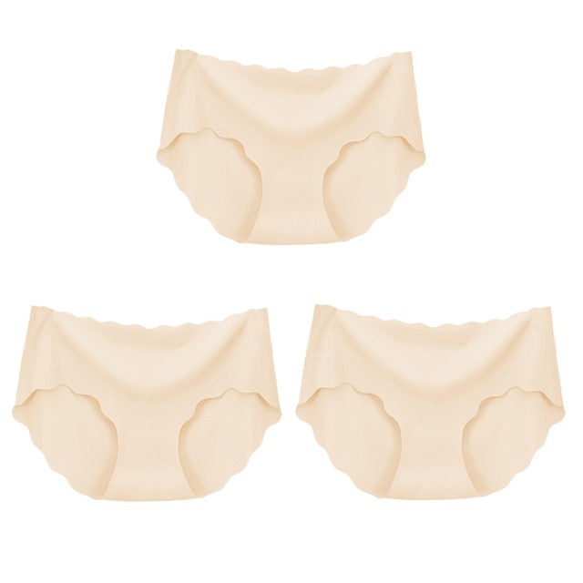 3 piezas de ropa interior sin costuras de seda para mujer, bragas, lencería Sexy