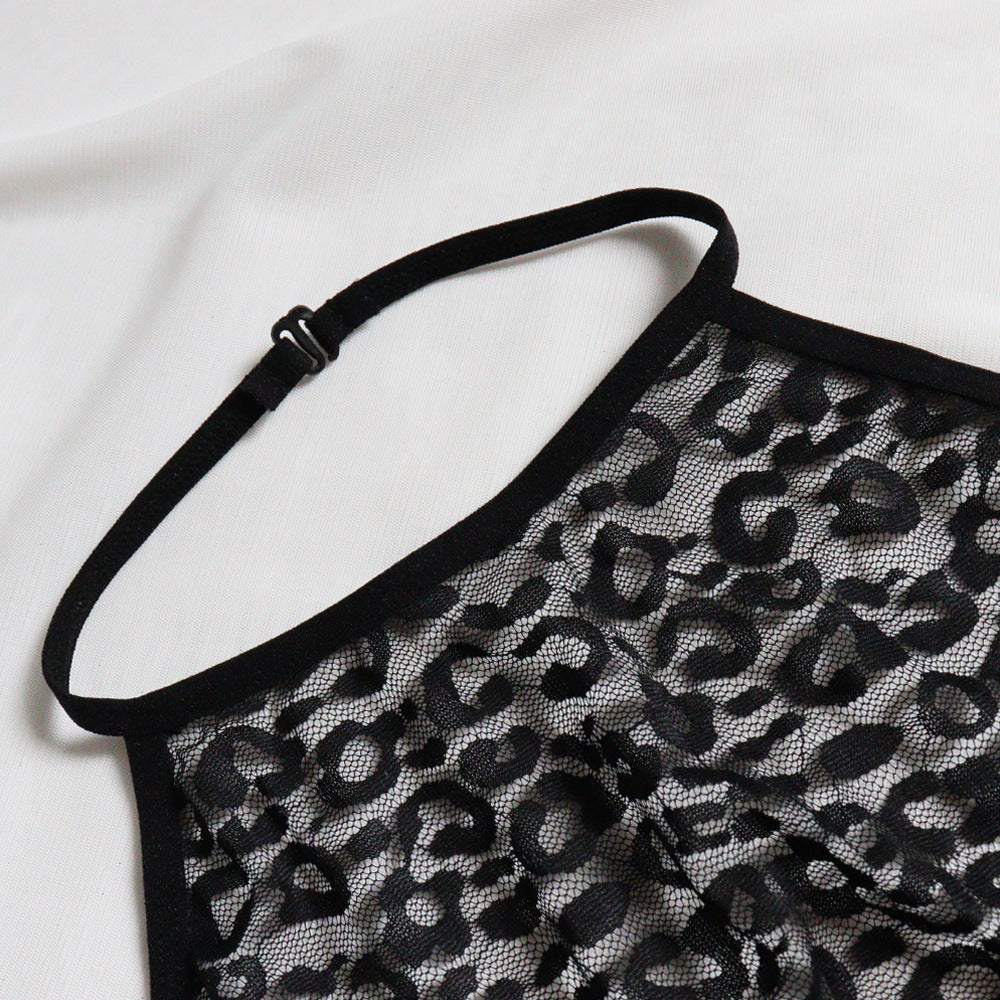 Leopard-print Sexy Lingerie With Lace And Mesh