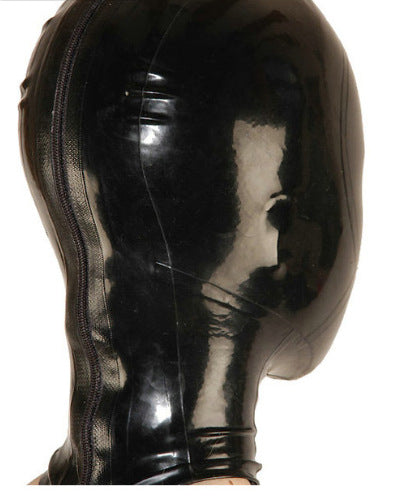Latex Hood Mask With Zipper Cosplay