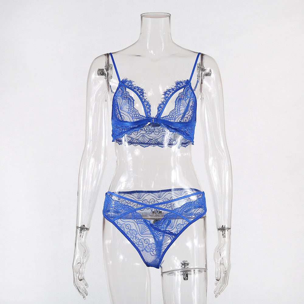Lingerie sexy à bretelles en dentelle profonde V perspective