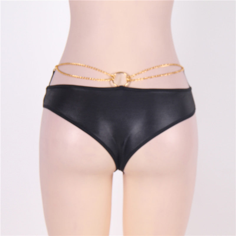 Plus Size Leather Chain Decoration Nightclub Underwear