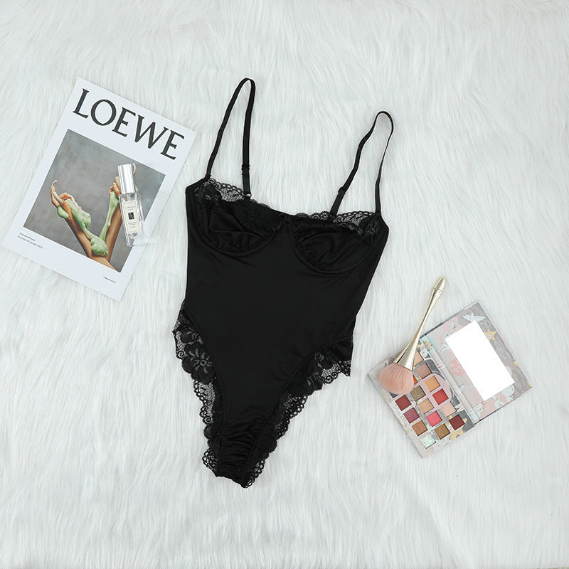 Pyjama respirant en dentelle pour femmes, lingerie sexy