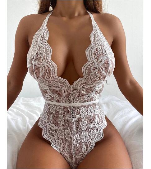 Body Una Pieza Lencería Negra con Escote en V