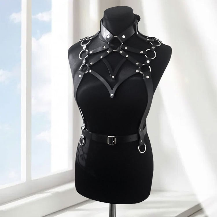 Women's Artificial Leather Body Belly Band Shoulder Wearing Ring Horse Harness For Dancing Toys With