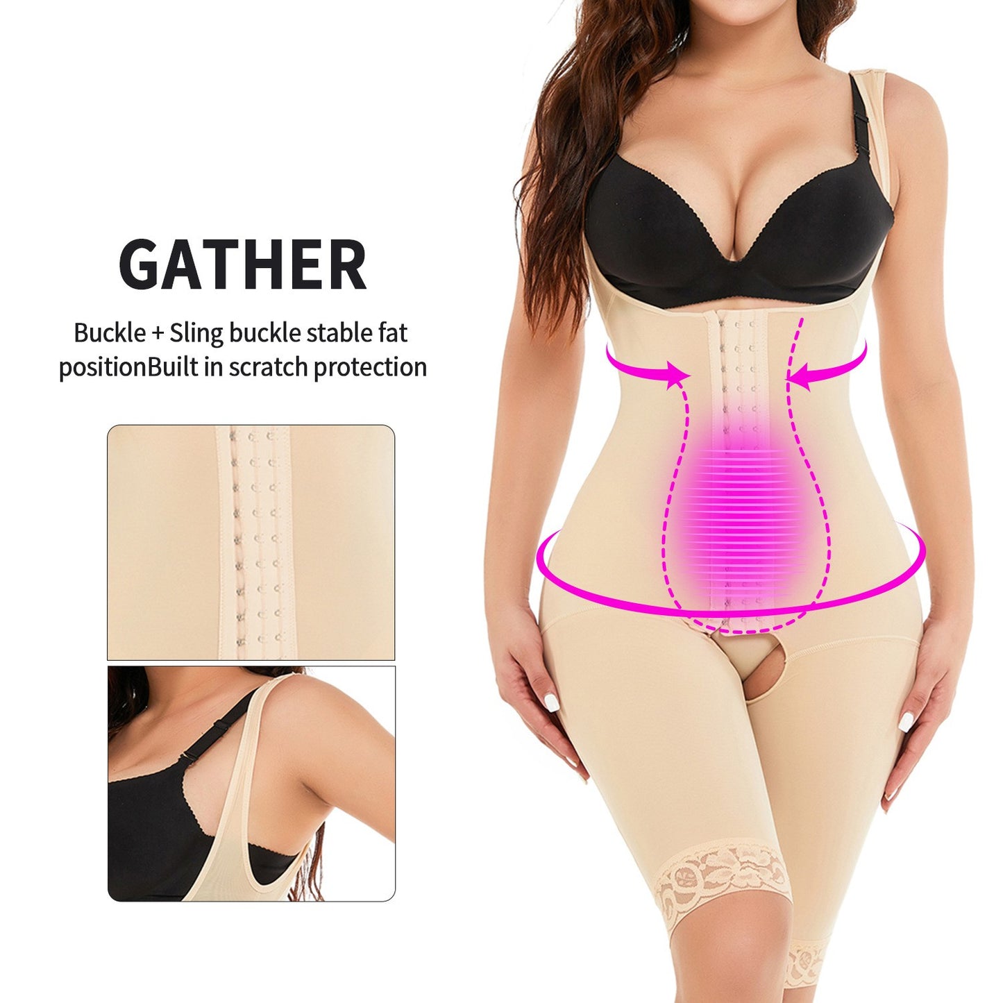 Corset une pièce à entrejambe ouvert pour femmes de grande taille