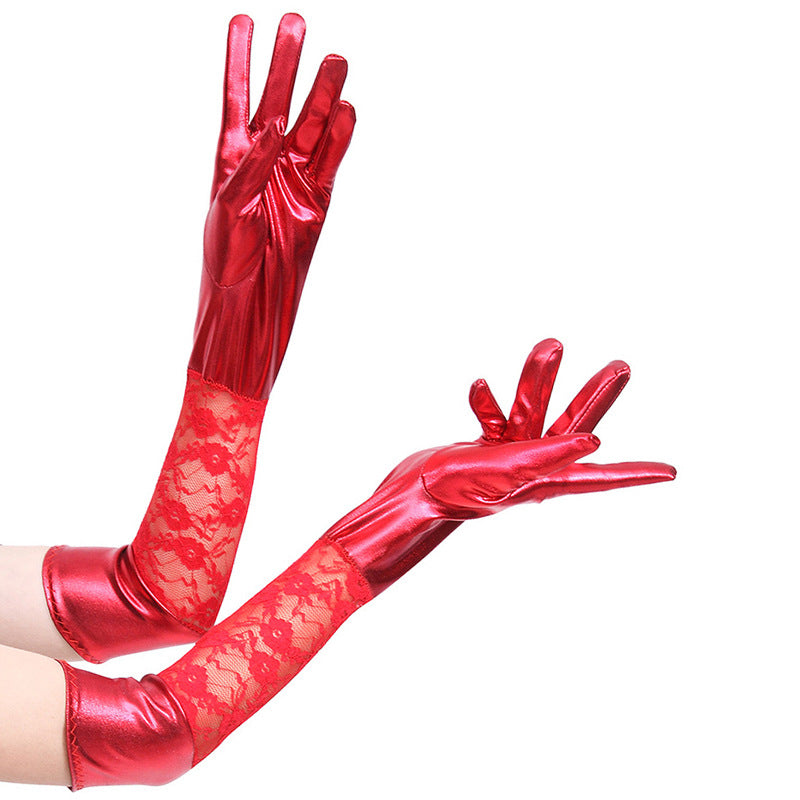JK Gloves Cross-border European And American Style Patent Leather Lace