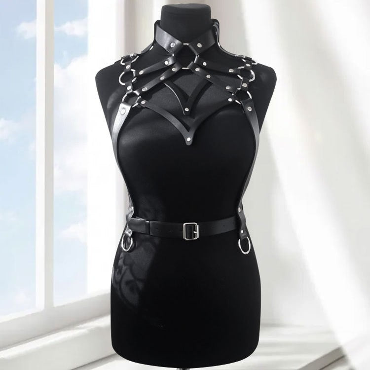 Women's Artificial Leather Body Belly Band Shoulder Wearing Ring Horse Harness For Dancing Toys With