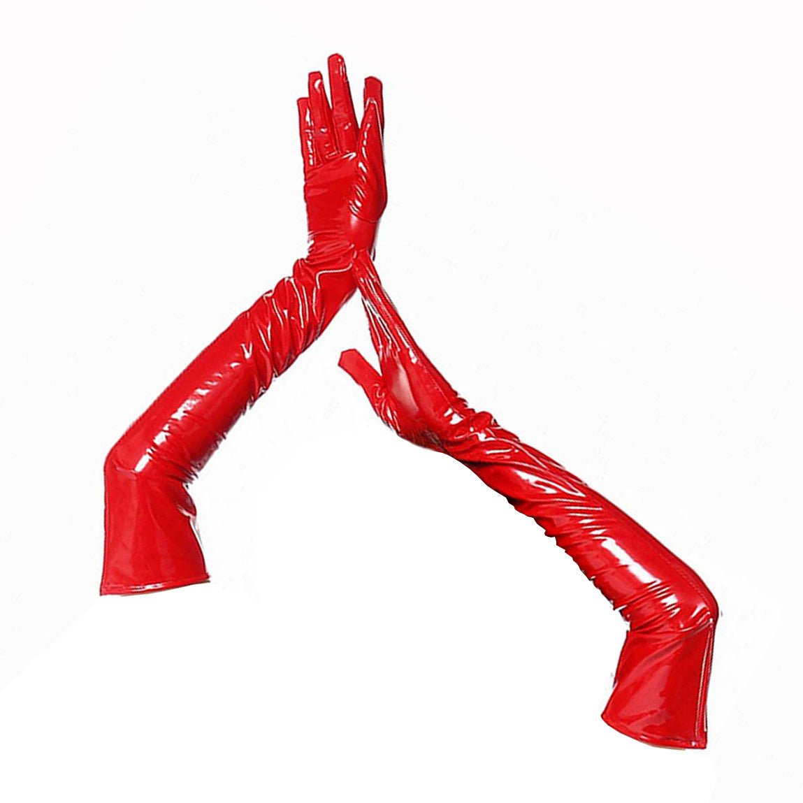 Pantalon zippé en cuir verni PU, body brillant