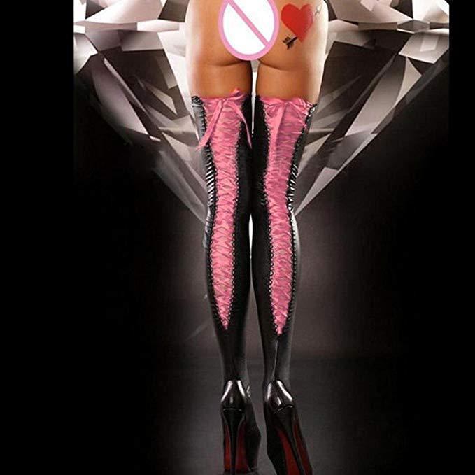 European And American Lingerie Patent Thigh Leather Socks
