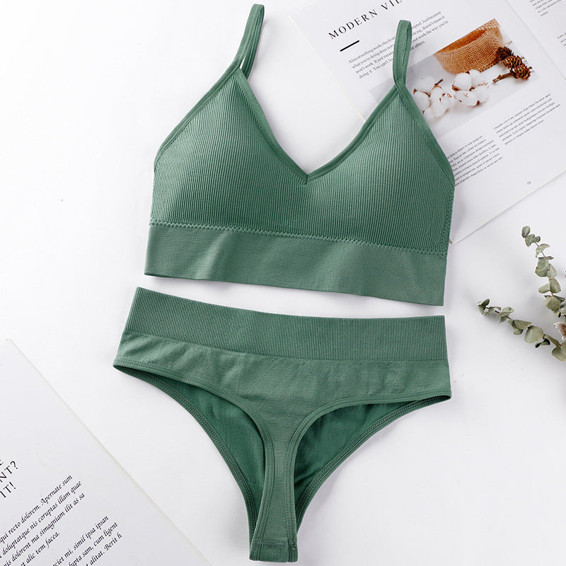 Conjunto de sujetador y braguitas para mujer, conjunto de Sujetador deportivo con realce, Tanga Sexy sin costuras, sujetador para actividad, Tanga, lencería, Top corto de Fitness, ropa interior