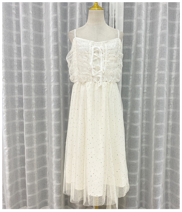Summer Dress Net Red Sexy Lace Cardigan Fairy Wind Net Yarn Suspender Skirt Two-piece Set
