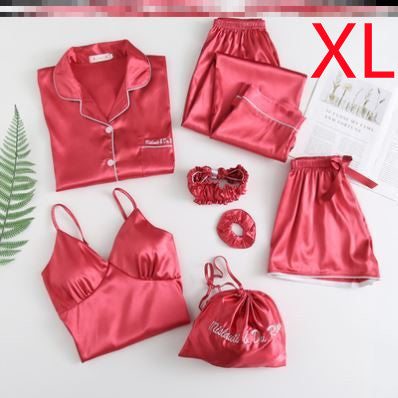 Ensemble sexy sept pièces en soie glacée